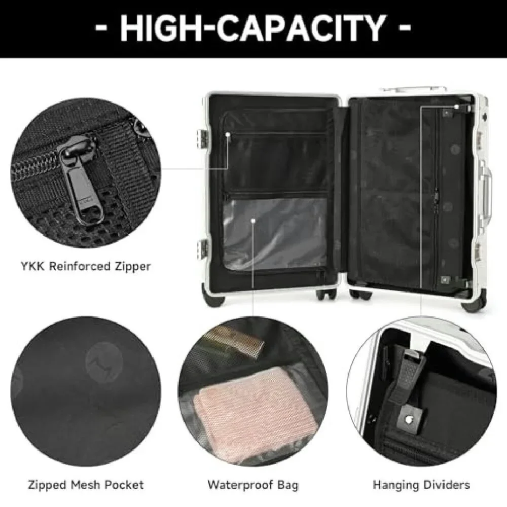 20 Inch Hard Shell Carry-On Luggage with USB Port & Cup Holder